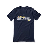 Custom Basketball Mascot and Basketball Player Name on a Unisex T-Shirt with a White Graphic