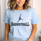 Basic Basketball with Basketball Player Icon on a Unisex T-Shirt with a Black Graphic