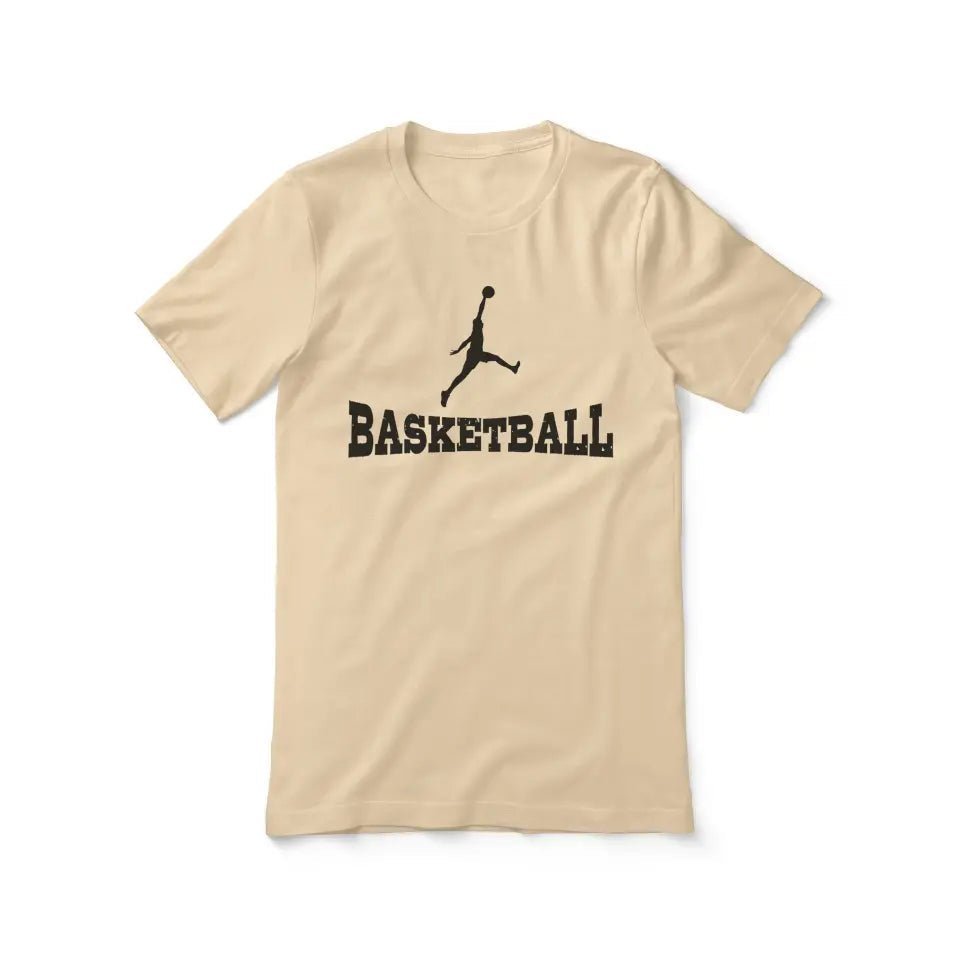 Basic Basketball with Basketball Player Icon on a Unisex T-Shirt with a Black Graphic