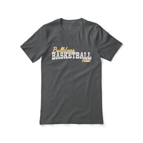 Custom Basketball Mascot and Basketball Player Name on a Unisex T-Shirt with a White Graphic