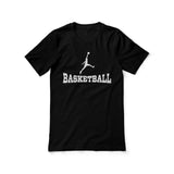 Basic Basketball with Basketball Player Icon on a Unisex T-Shirt with a White Graphic