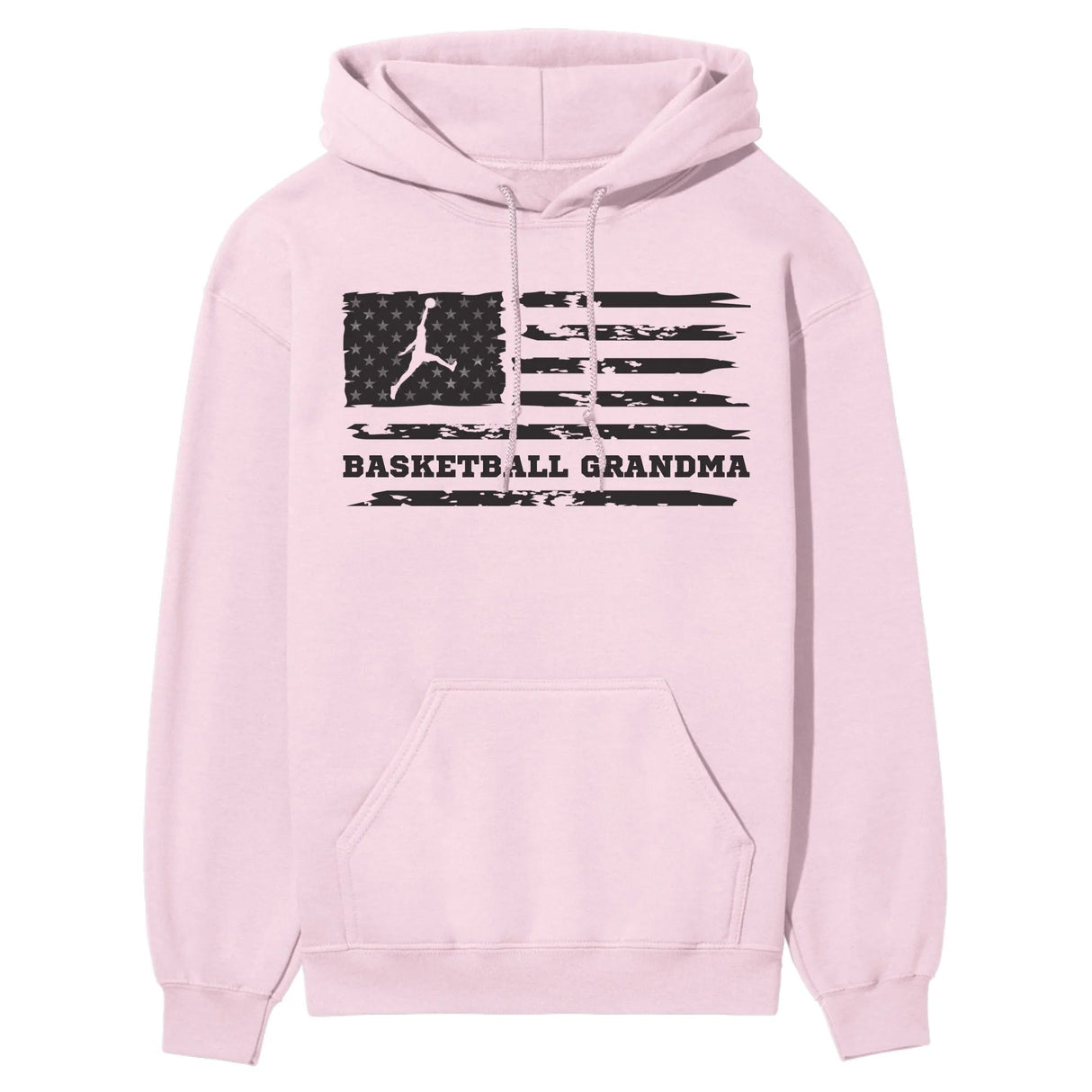 Basketball Grandma Horizontal Flag on a Hoodie with a Black Graphic