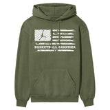 Basketball Grandma Horizontal Flag on a Hoodie with a White Graphic