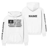 Basketball Grandma Horizontal Flag With Basketball Player Name on a Hoodie with a Black Graphic