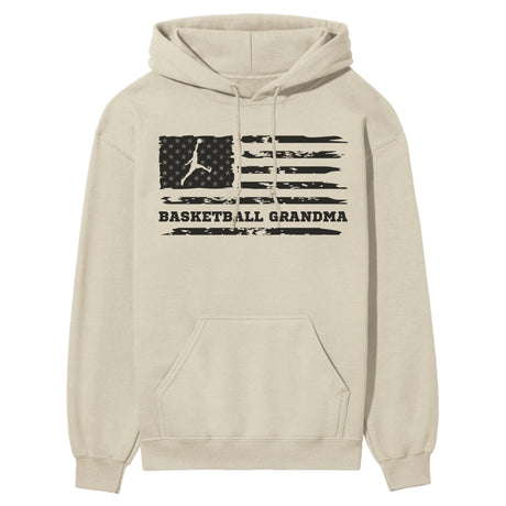 Basketball Grandma Horizontal Flag on a Hoodie with a Black Graphic