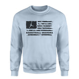 Basketball Grandma Horizontal Flag on a Sweatshirt with a Black Graphic