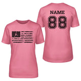 Basketball Grandma Horizontal Flag With Basketball Player Name on a Unisex T-Shirt with a Black Graphic