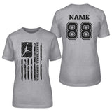 Basketball Grandma Vertical Flag With Basketball Player Name on a Unisex T-Shirt with a Black Graphic
