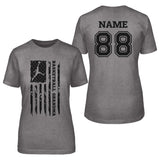 Basketball Grandma Vertical Flag With Basketball Player Name on a Unisex T-Shirt with a Black Graphic