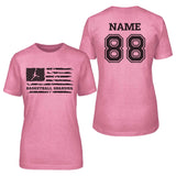 Basketball Grandma Horizontal Flag With Basketball Player Name on a Unisex T-Shirt with a Black Graphic