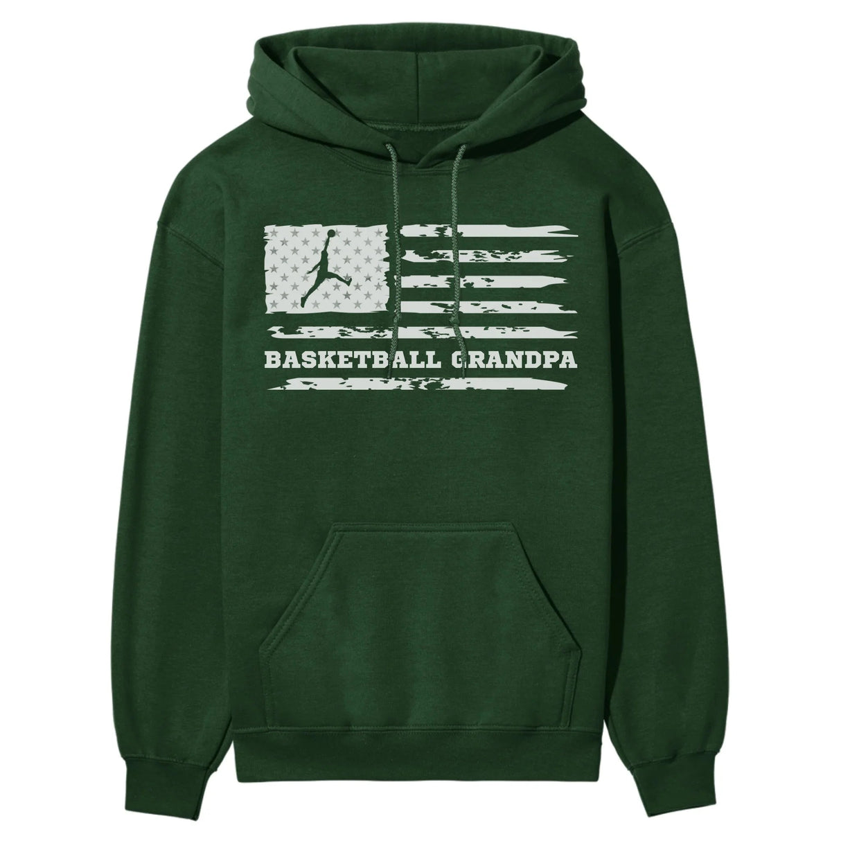 Basketball Grandpa Horizontal Flag on a Hoodie with a White Graphic