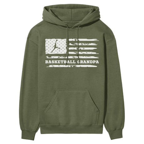 Basketball Grandpa Horizontal Flag on a Hoodie with a White Graphic