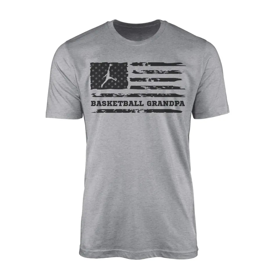 Basketball Grandpa Horizontal Flag on a Men's T-Shirt with a Black Graphic