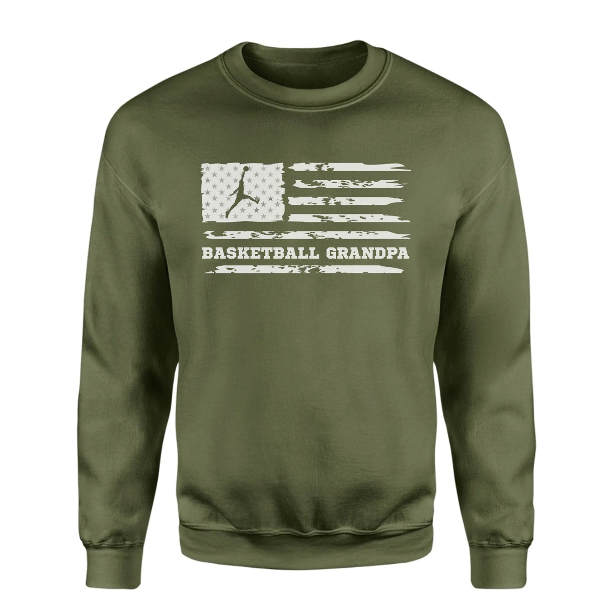 Basketball Grandpa Horizontal Flag on a Sweatshirt with a White Graphic