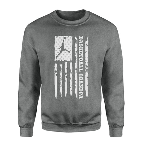 Basketball Grandpa Vertical Flag on a Sweatshirt with a White Graphic