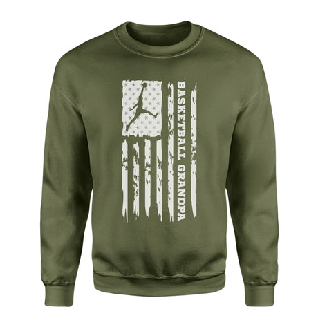 Basketball Grandpa Vertical Flag on a Sweatshirt with a White Graphic