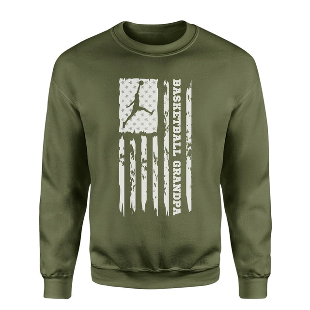 Basketball Grandpa Vertical Flag on a Sweatshirt with a White Graphic