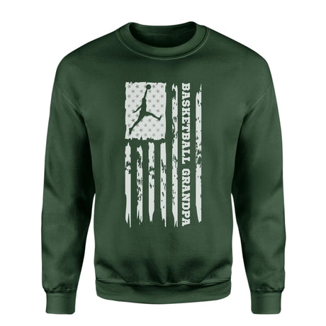 Basketball Grandpa Vertical Flag on a Sweatshirt with a White Graphic