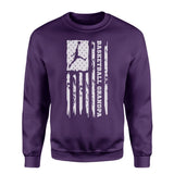 Basketball Grandpa Vertical Flag on a Sweatshirt with a White Graphic