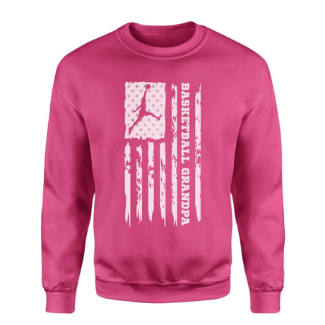 Basketball Grandpa Vertical Flag on a Sweatshirt with a White Graphic