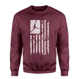 Basketball Grandpa Vertical Flag on a Sweatshirt with a White Graphic