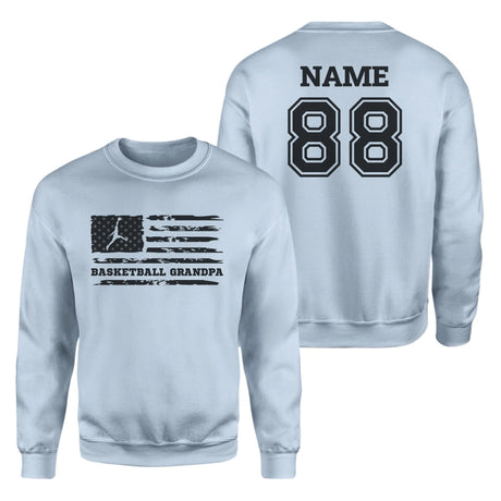 Basketball Grandpa Horizontal Flag With Basketball Player Name on a Sweatshirt with a Black Graphic