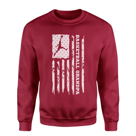 Basketball Grandpa Vertical Flag on a Sweatshirt with a White Graphic