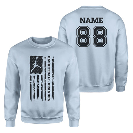 Basketball Grandpa Vertical Flag With Basketball Player Name on a Sweatshirt with a Black Graphic