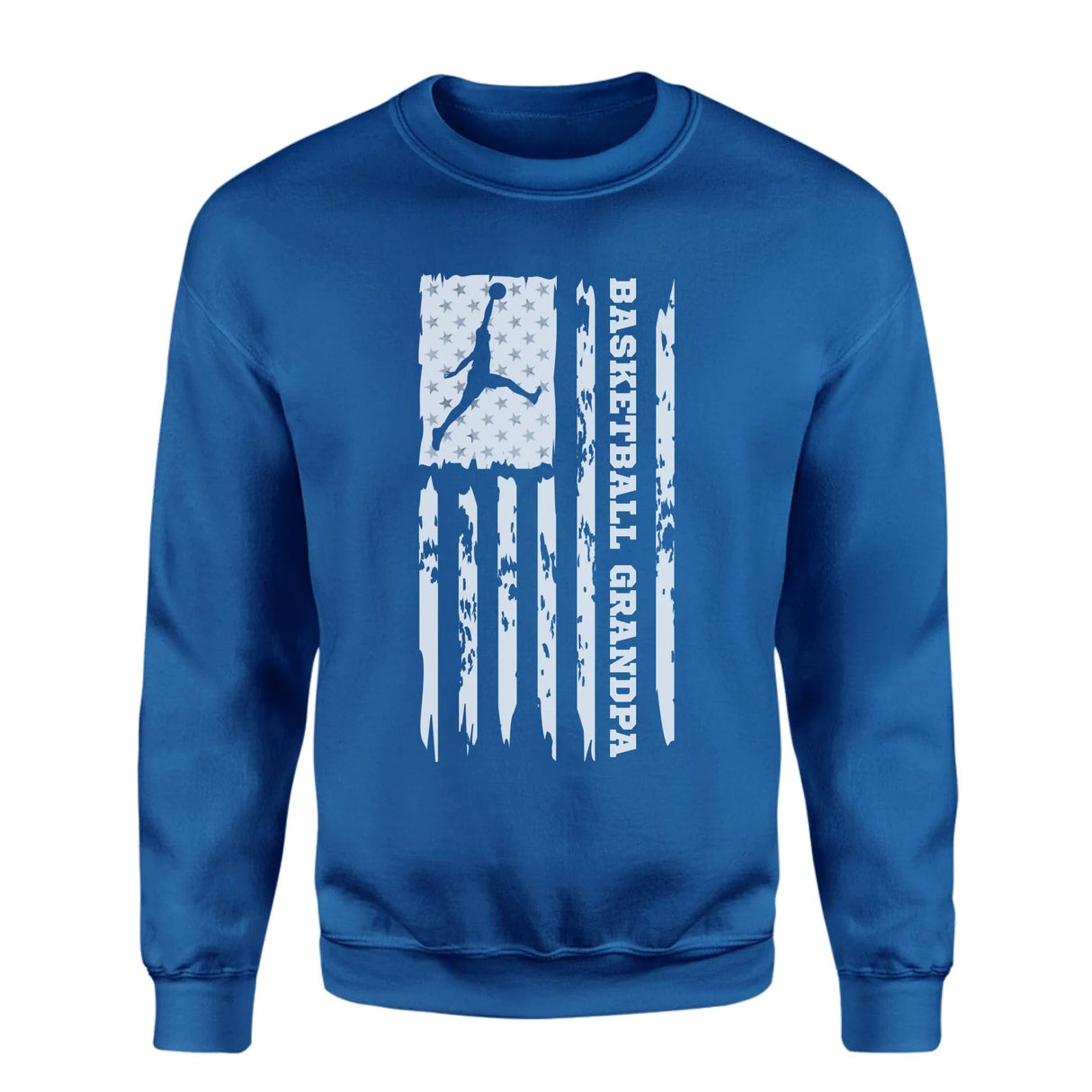 Basketball Grandpa Vertical Flag on a Sweatshirt with a White Graphic