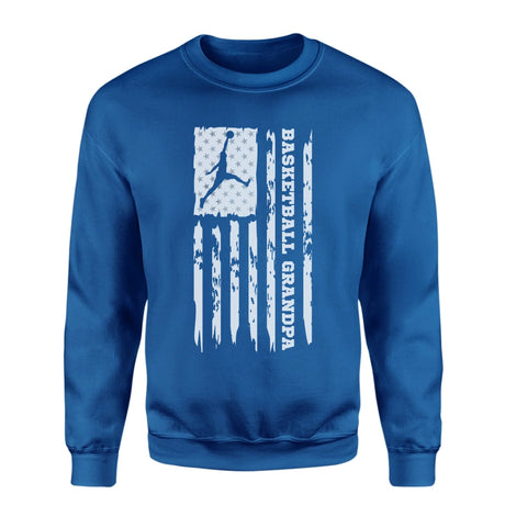 Basketball Grandpa Vertical Flag on a Sweatshirt with a White Graphic