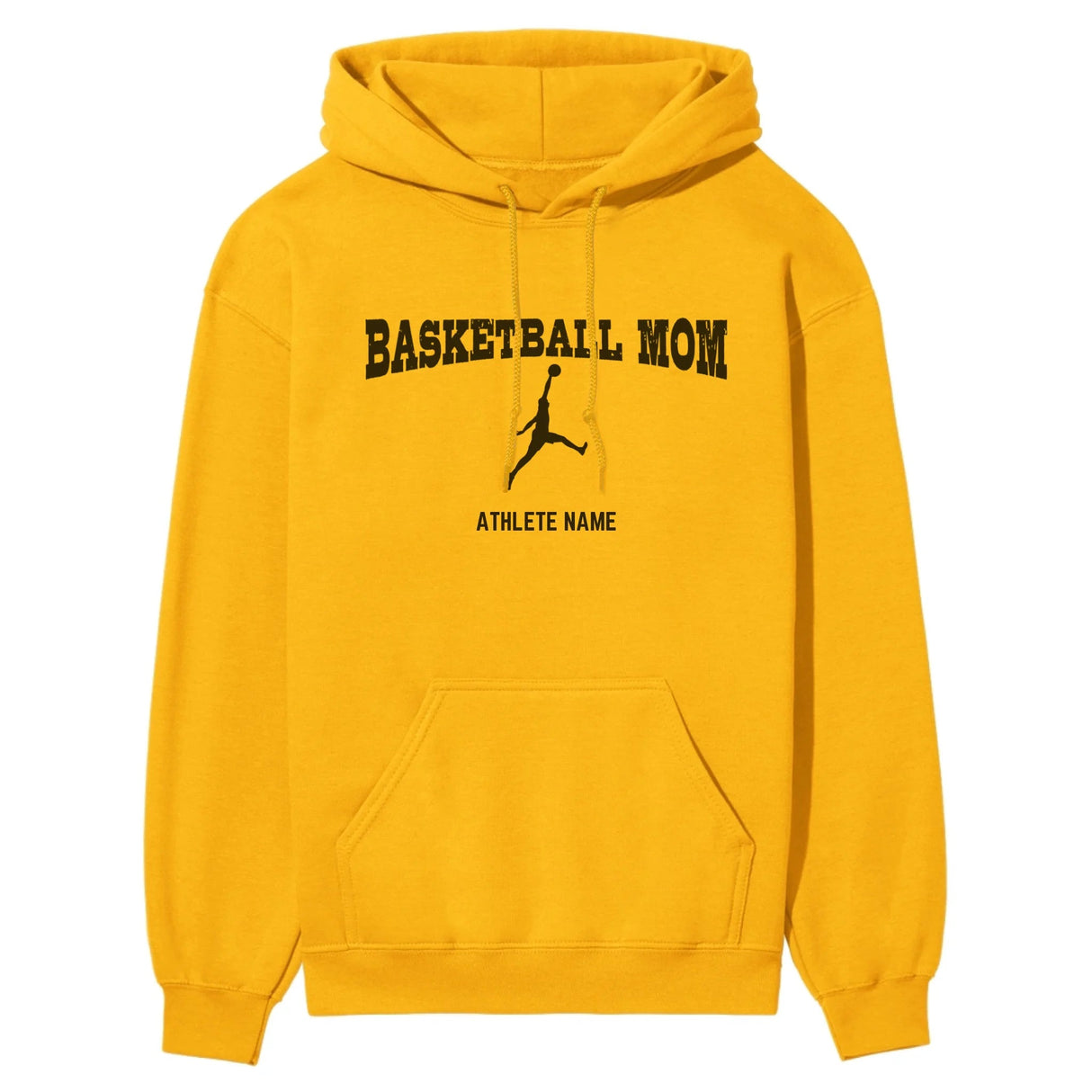 Basketball Mom with Basketball Player Icon and Basketball Player Name on a Hoodie with a Black Graphic