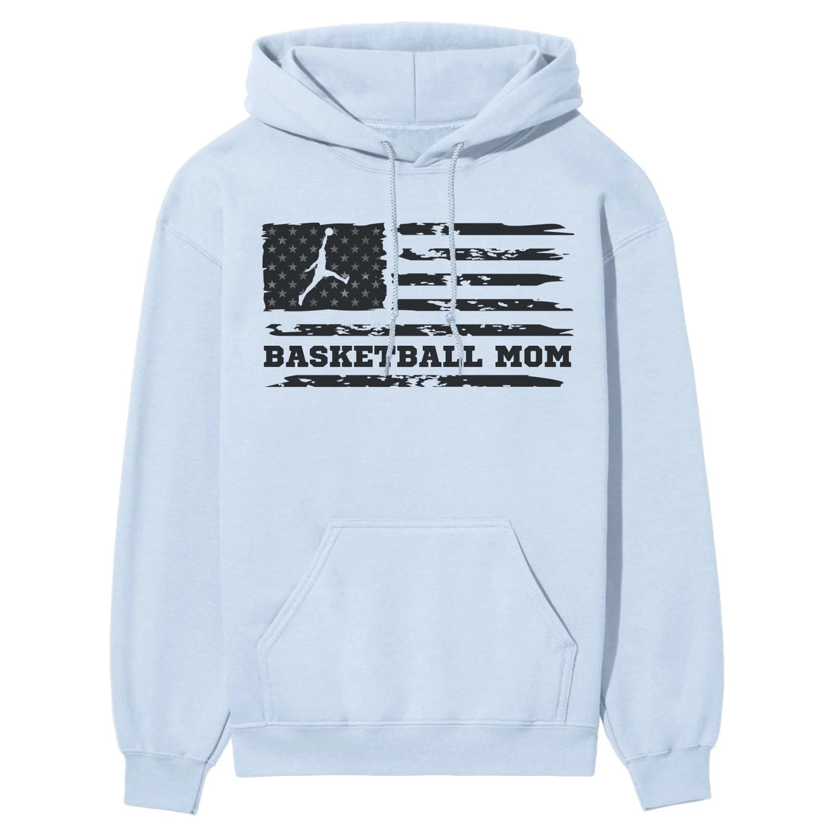 Basketball Mom Horizontal Flag on a Hoodie with a Black Graphic