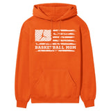 Basketball Mom Horizontal Flag on a Hoodie with a White Graphic