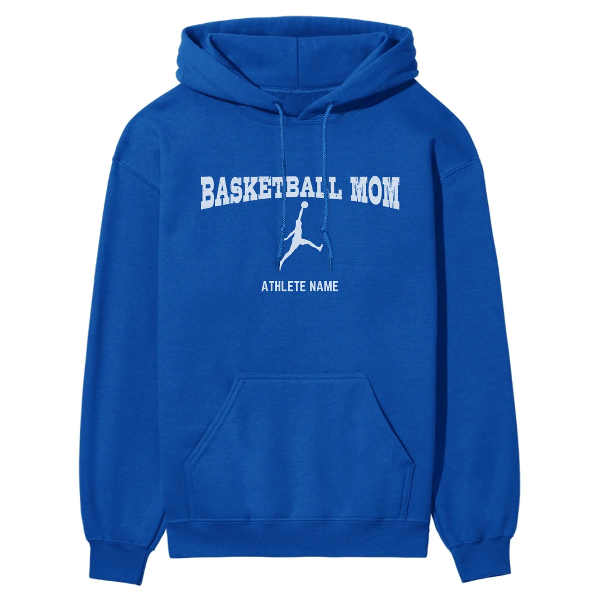 Basketball Mom with Basketball Player Icon and Basketball Player Name on a Hoodie with a White Graphic