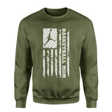 Basketball Mom Vertical Flag on a Sweatshirt with a White Graphic