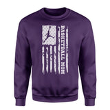 Basketball Mom Vertical Flag on a Sweatshirt with a White Graphic
