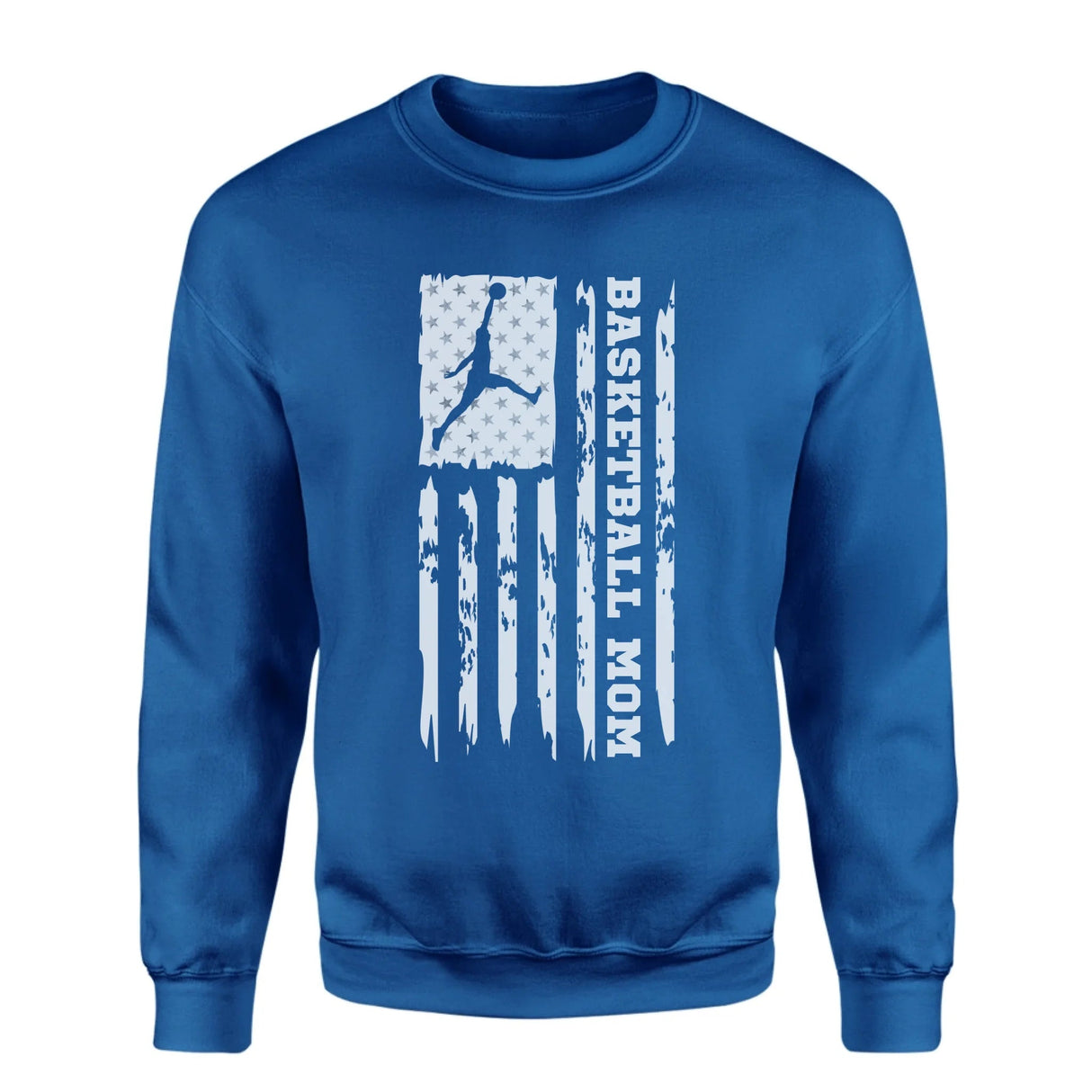 Basketball Mom Vertical Flag on a Sweatshirt with a White Graphic