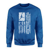 Basketball Mom Vertical Flag on a Sweatshirt with a White Graphic