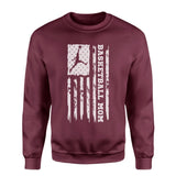 Basketball Mom Vertical Flag on a Sweatshirt with a White Graphic
