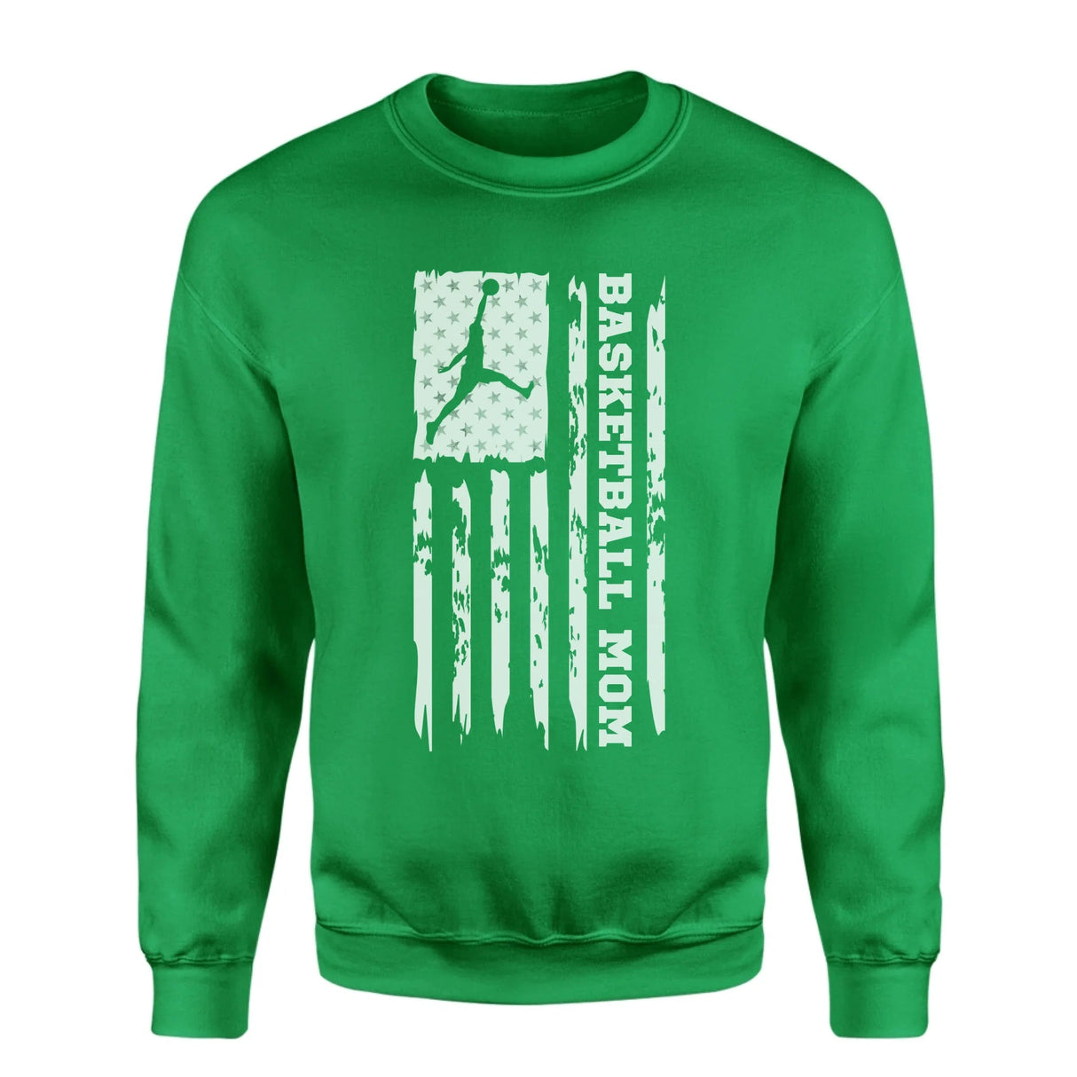 Basketball Mom Vertical Flag on a Sweatshirt with a White Graphic