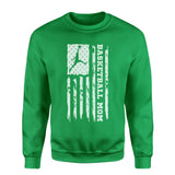 Basketball Mom Vertical Flag on a Sweatshirt with a White Graphic