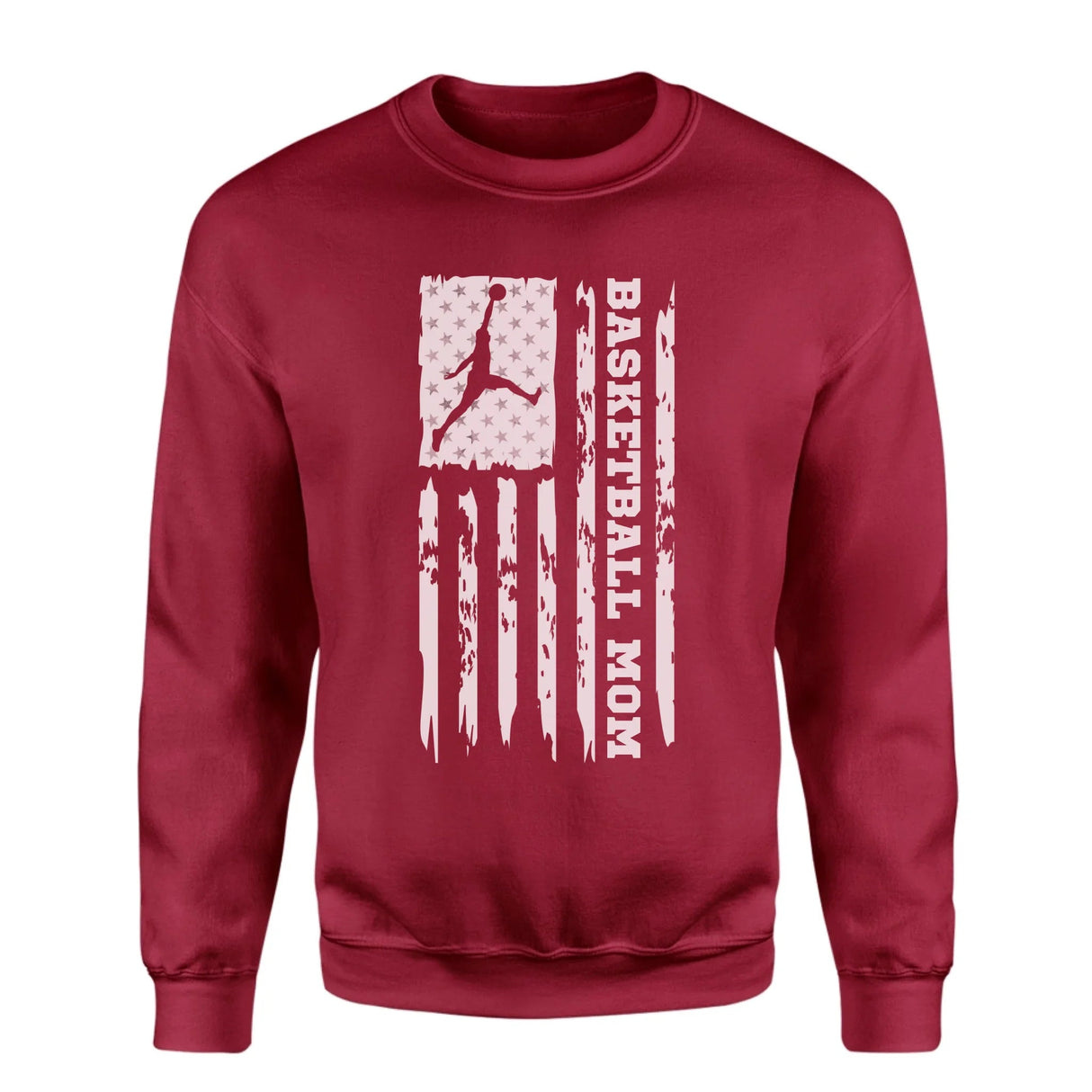 Basketball Mom Vertical Flag on a Sweatshirt with a White Graphic