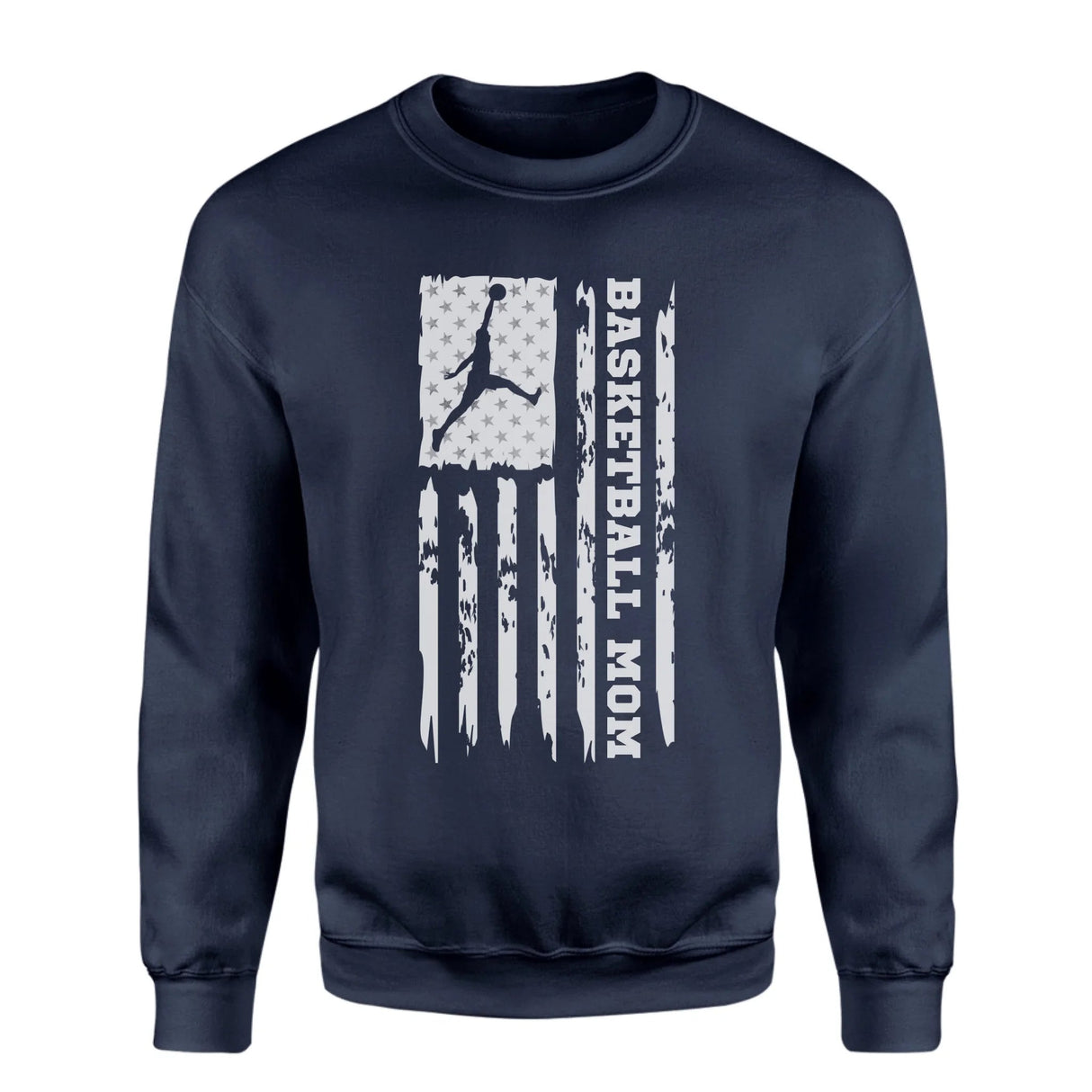 Basketball Mom Vertical Flag on a Sweatshirt with a White Graphic
