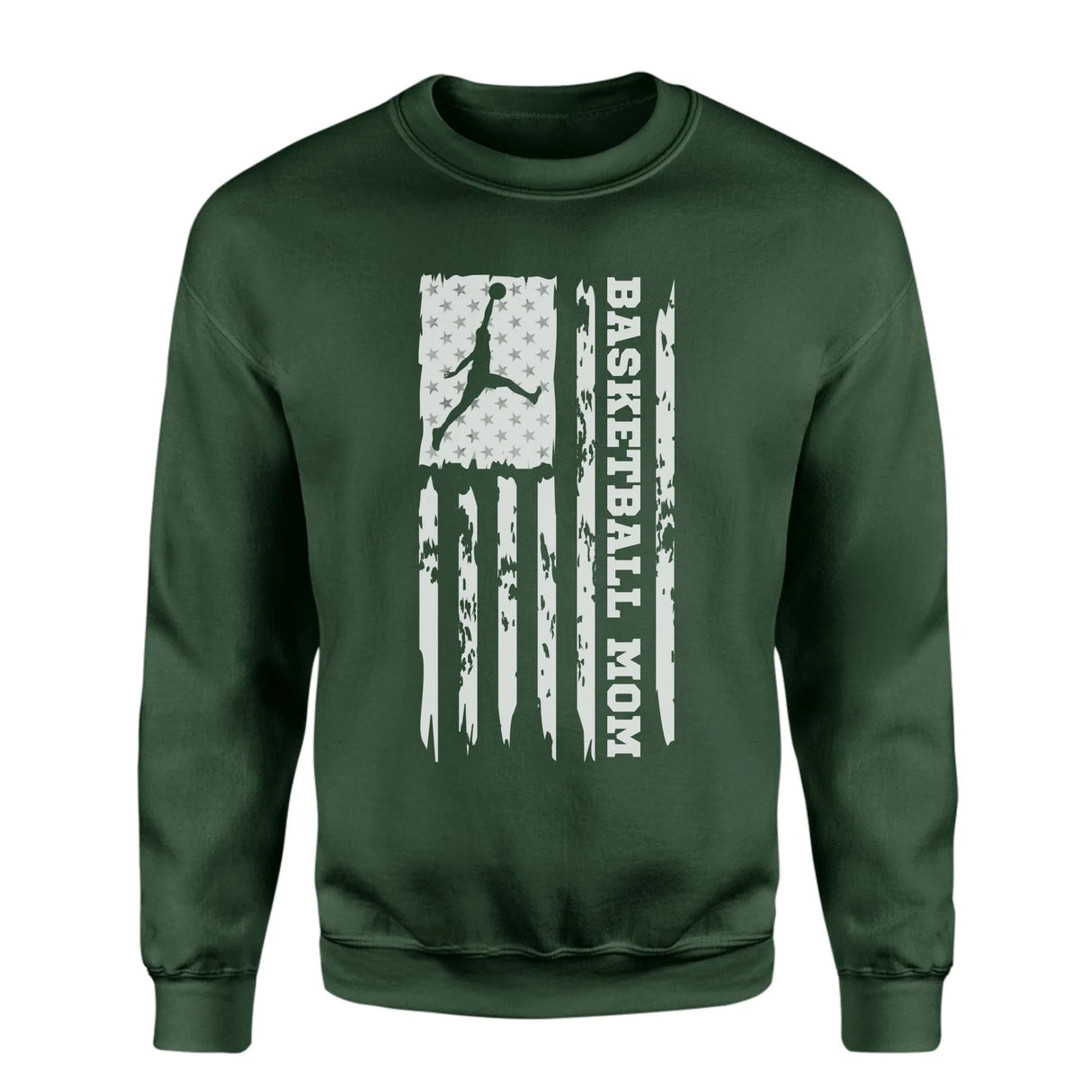 Basketball Mom Vertical Flag on a Sweatshirt with a White Graphic