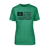 Basketball Mom Horizontal Flag on a Unisex T-Shirt with a Black Graphic