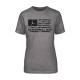 Basketball Mom Horizontal Flag on a Unisex T-Shirt with a Black Graphic