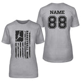 Basketball Mom Vertical Flag With Basketball Player Name on a Unisex T-Shirt with a Black Graphic