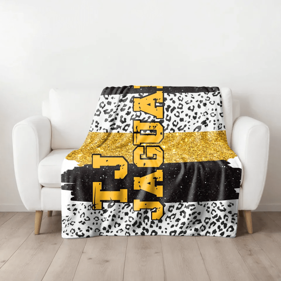 Personalized Cheer Glitter Print Velveteen Plush Blanket