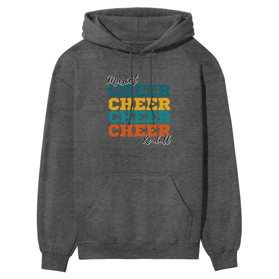 Personalized Cheer Cheer Cheer on a Hoodie With Mascot and Cheerleader Name on a Hoodie