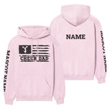 Cheer Dad Horizontal Flag With Cheerleader Name on a Hoodie with a Black Graphic